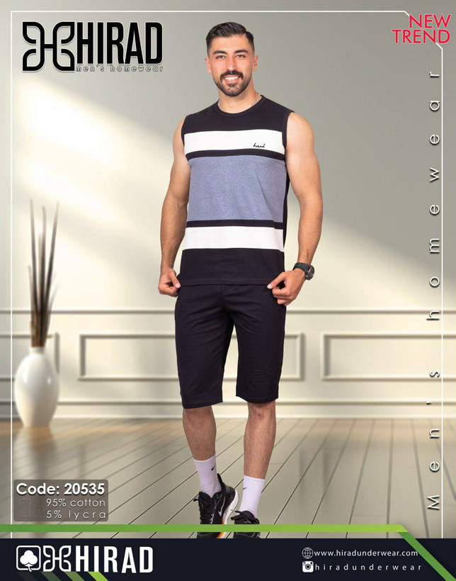 قیمت و خرید آنلاین ست تیشرت آستین حلقه ای و شلوارک مردانه هیراد